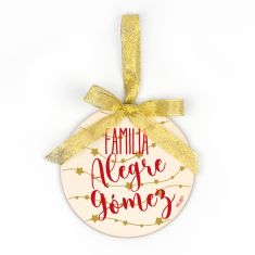 Bola Navidad MADERA Guirnalda Estrellas, Familia personalizada