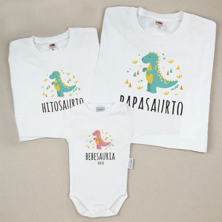 Pack 3 Prendas Papasaurio... Hijosaurio/a o Bebesaurio