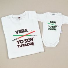 Pack 2 Prendas Personalizadas (nombre niña) Yo soy tu Padre/Papi Yo soy tu Hija espadas láser