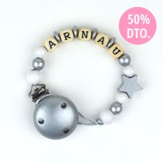 Wood chain Star Silver White Personalized