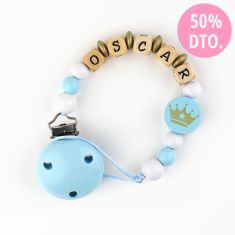 Cadenita de madera personalizada corona azul (LIQUIDACIÓN 50%)