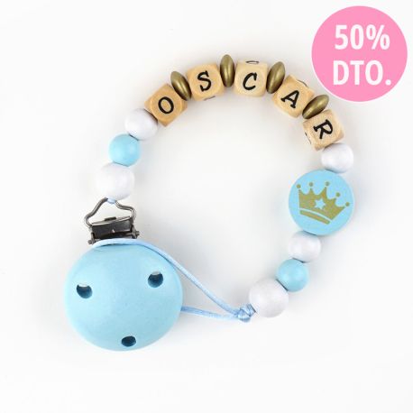 Cadenita de madera personalizada corona azul (LIQUIDACIÓN 50%)