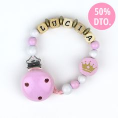 Cadenita de madera personalizada corona rosa (LIQUIDACIÓN 50%)