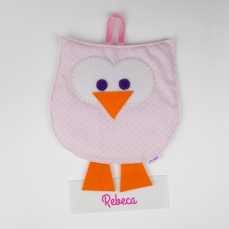 Búho para colgar Rosa Handmade Personalizado