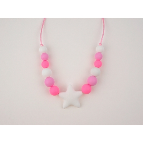 Teething Necklace of Lactation Basic Star Pink