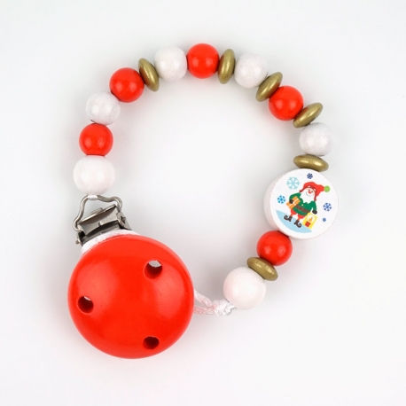 Cadenita de Madera Navidad Papá Noel Roja