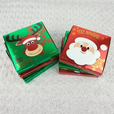 6 Cajitas para empaquetado de regalo Feliz Navidad Papá Noel y Reno