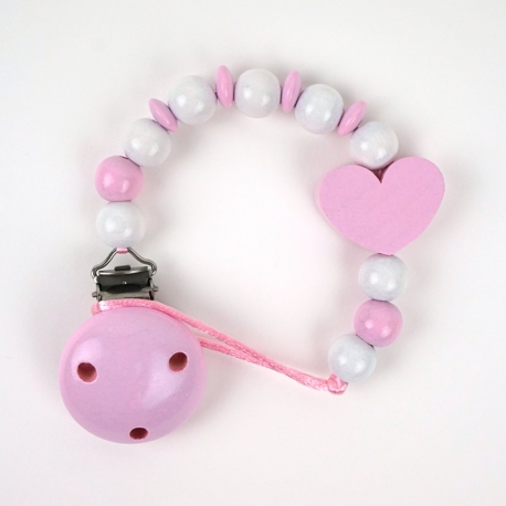 Wood chain pink heart not Personalized