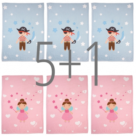 PROMO Manta Hada y Pirata no personalizada, compra 5 y te regalamos 1
