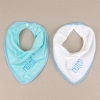 2 Bibs Dry Drool Personalized White-Light Blue +3M
