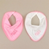 2 Bibs Dry Drool Personalized White-Pink +3M