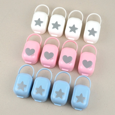 PROMO Cajita portachupetes Estrella/Corazón Plata no personalizada, compra 10 y te regalamos 2