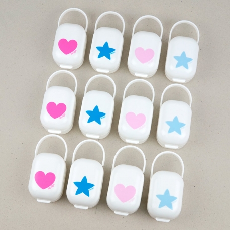 PROMO Cajita portachupetes Estrella/Corazón Azul/Rosa no personalizada, compra 10 y te regalamos 2